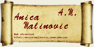 Anica Malinović vizit kartica
